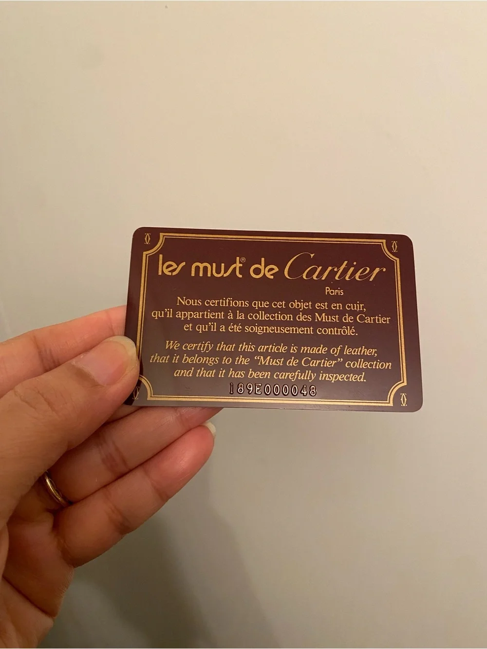 Cartier Euc Leather Bifold Wallet - Burgundy with Gold Corners